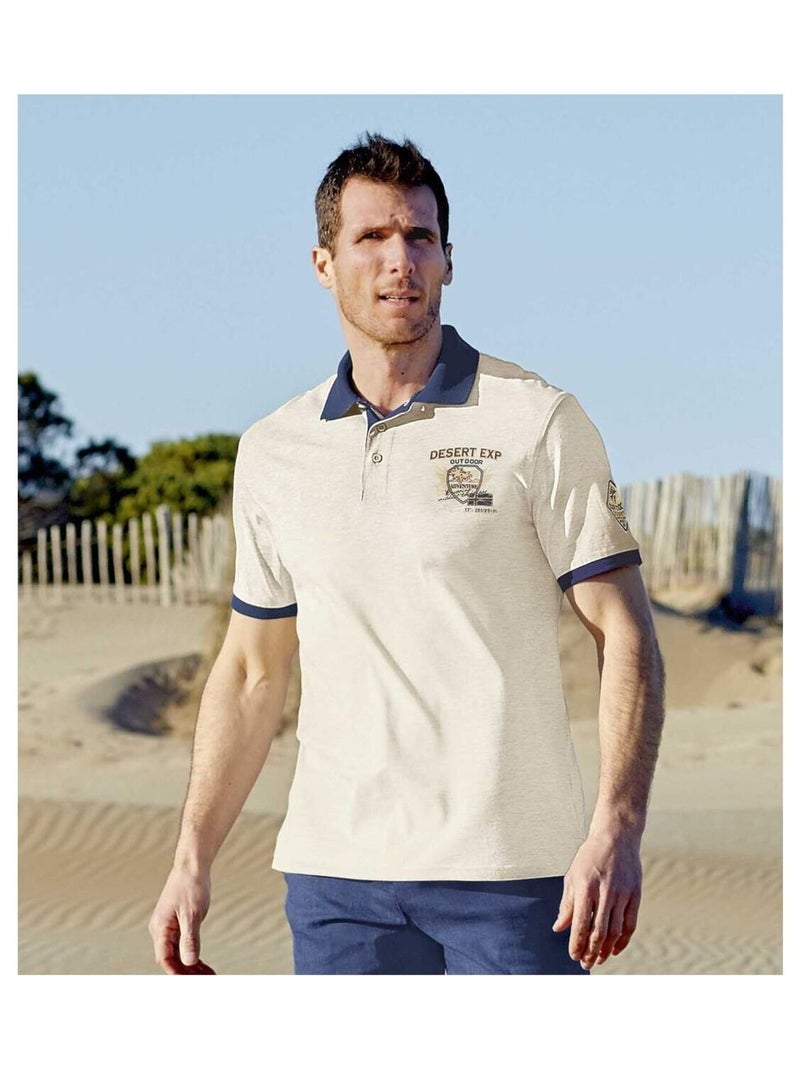 Lot de 2 Polos Outdoor Désert  - ATLAS FOR MEN Blanc Marron - Kiabi