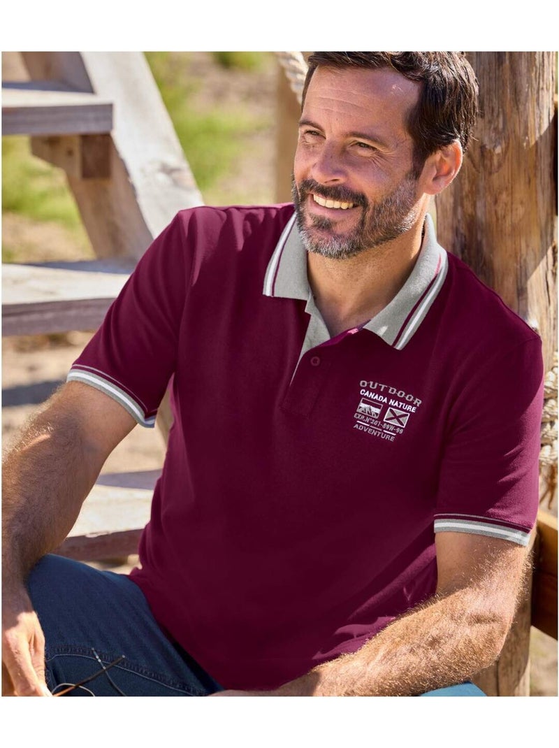 Lot de 2 Polos Piqués Casual   - ATLAS FOR MEN Gris Bordeaux Gris - Kiabi