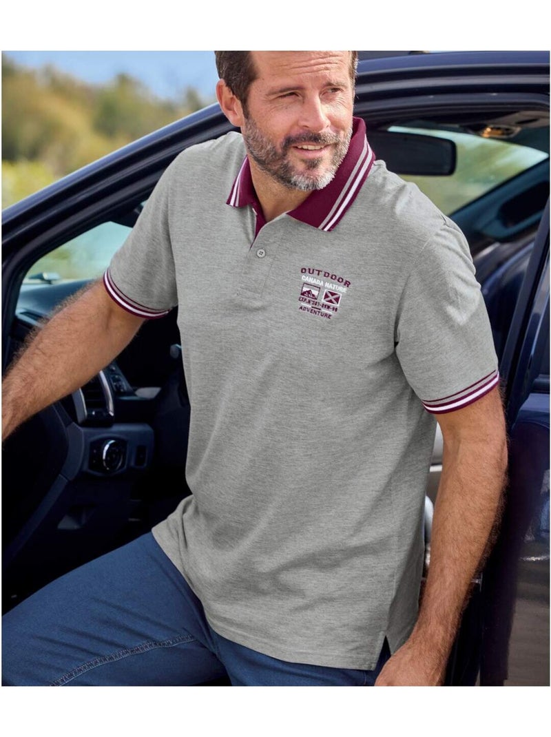 Lot de 2 Polos Piqués Casual   - ATLAS FOR MEN Gris Bordeaux Gris - Kiabi