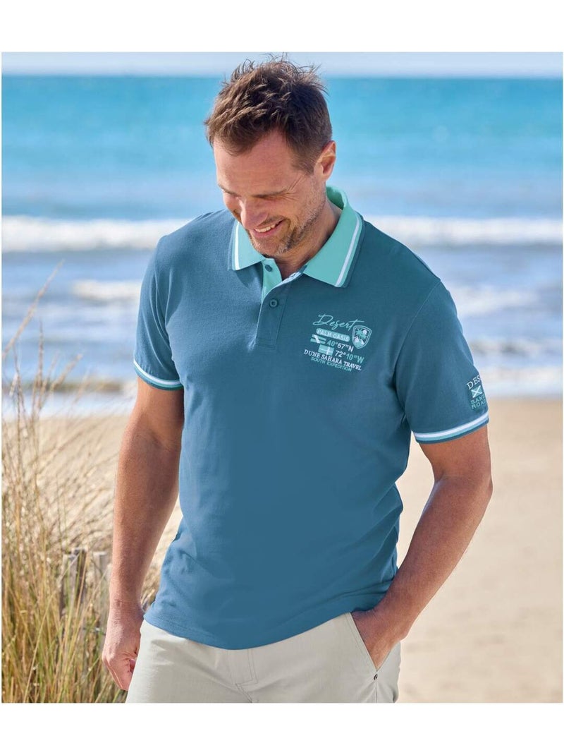 Lot de 2 Polos Piqués Expedition   - ATLAS FOR MEN Bleu Bleu - Kiabi