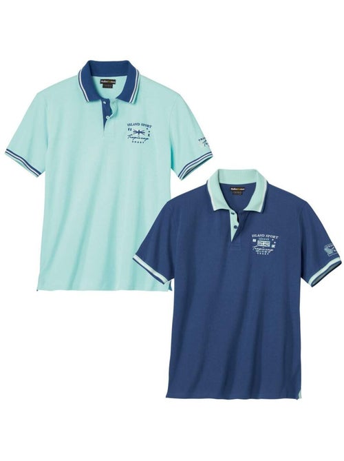 Lot de 2 Polos Piqués Islands Sailing   - ATLAS FOR MEN - Kiabi