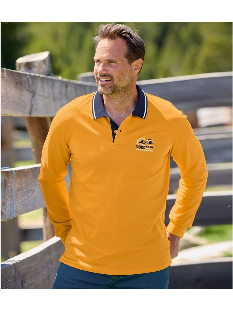 Lot de 2 Polos Piqués Mountain   - ATLAS FOR MEN Bleu Jaune - Kiabi