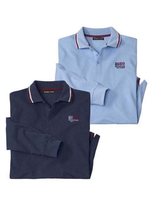 Lot de 2 Polos Piqués Nature   - ATLAS FOR MEN - Kiabi