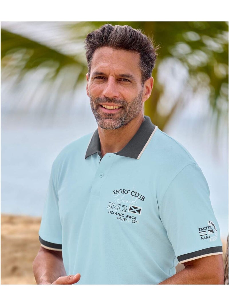 Lot de 2 Polos Piqués Pacific   - ATLAS FOR MEN Bleu Gris - Kiabi