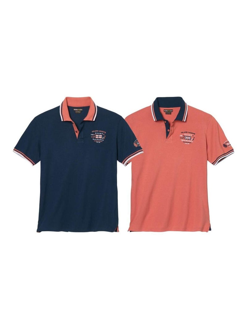 Lot de 2 Polos Piqués Sportmen   - ATLAS FOR MEN Bleu Orange - Kiabi