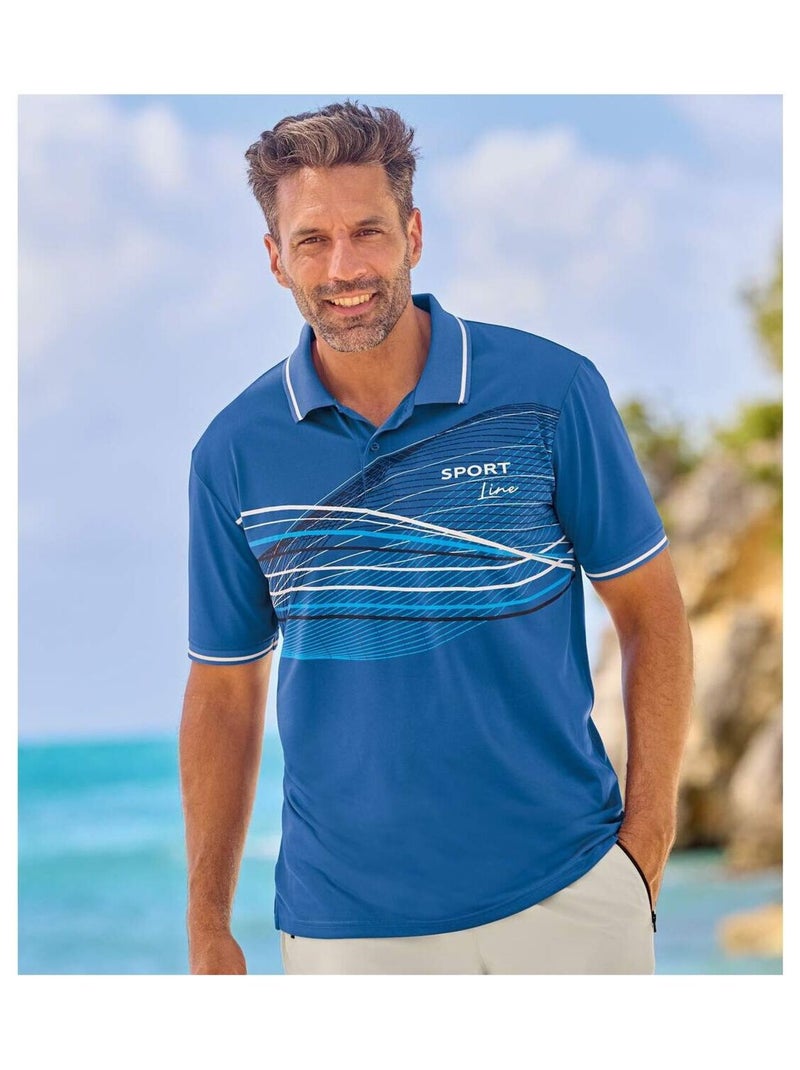 Lot de 2 Polos Sport Line   - ATLAS FOR MEN Bleu Noir - Kiabi