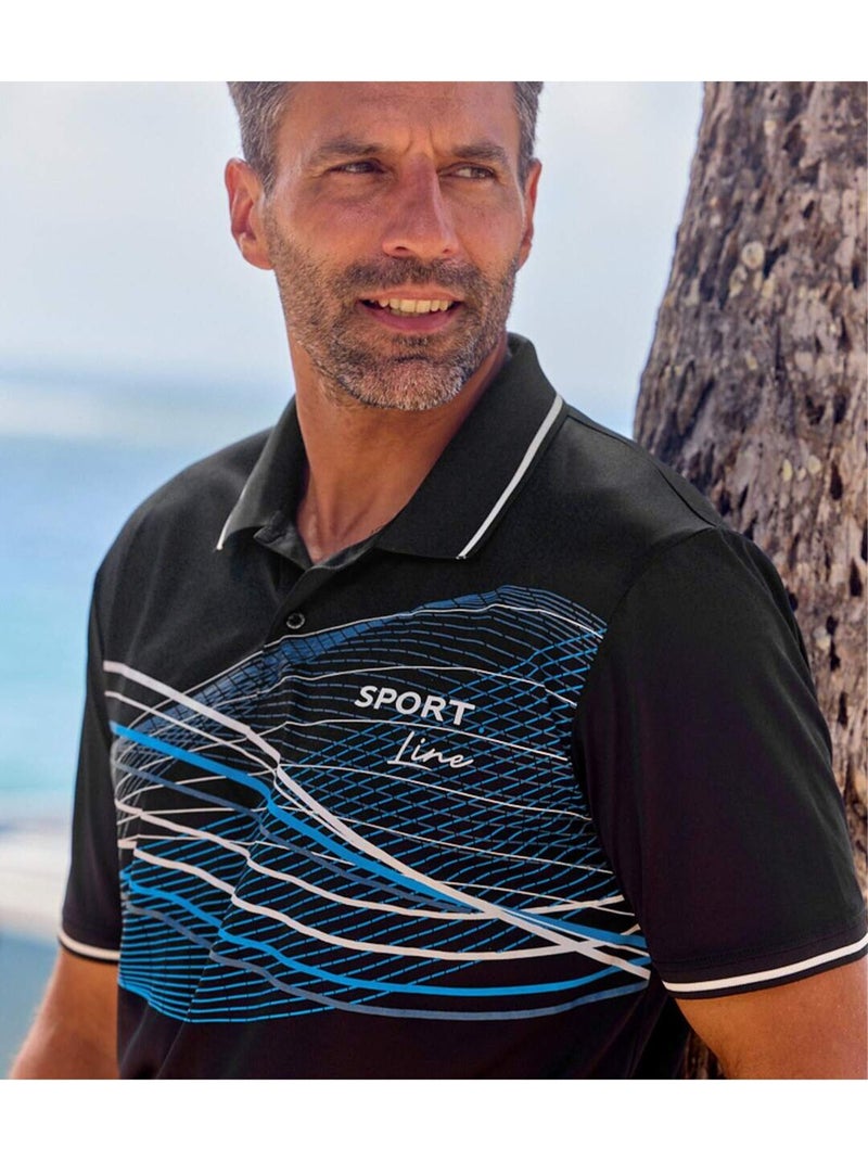 Lot de 2 Polos Sport Line   - ATLAS FOR MEN Bleu Noir - Kiabi