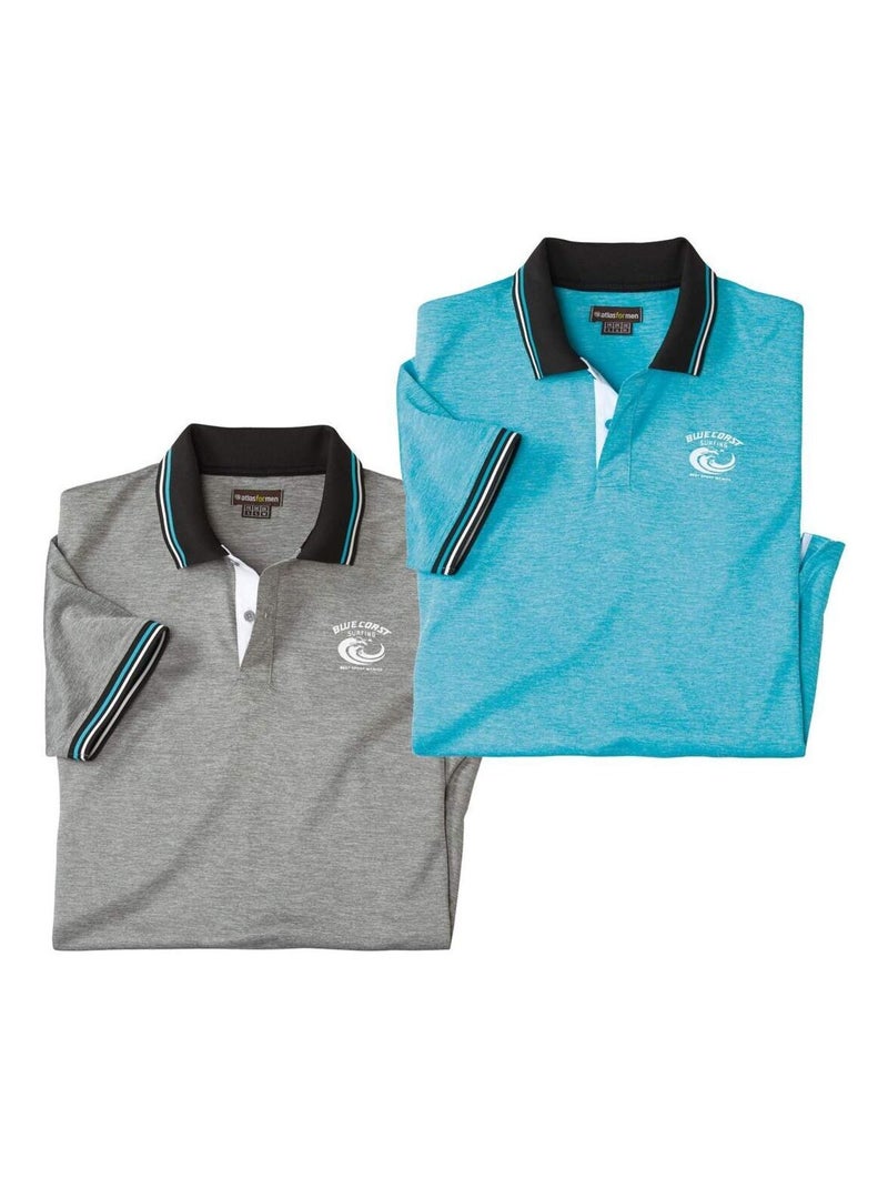 Lot de 2 Polos Sport Outdoor   - ATLAS FOR MEN Gris Bleu - Kiabi