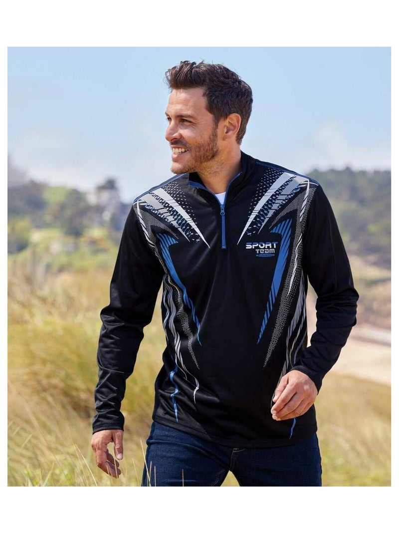 Lot de 2 Polos Zippés Sport   - ATLAS FOR MEN Blanc Noir - Kiabi