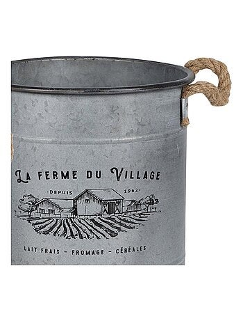 Lot de 2 pots à fleurs métal décoré