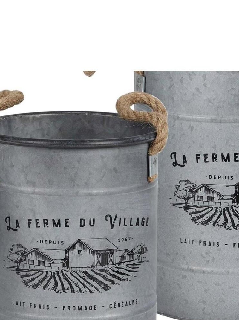 Lot de 2 pots à fleurs métal décoré Gris - Kiabi