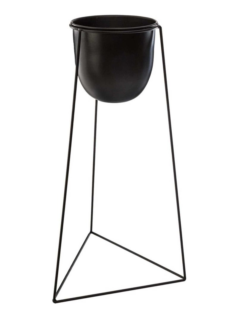 Lot de 2 pots avec supports en métal Living noir Noir - Kiabi