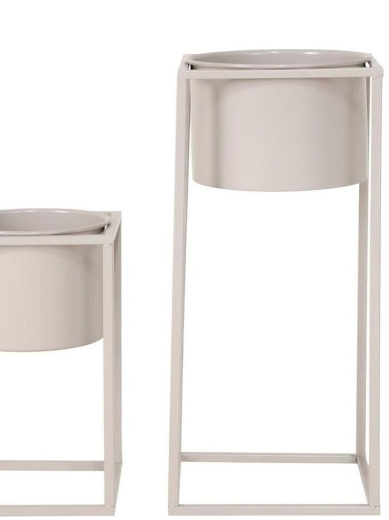 Lot de 2 pots de fleur en métal Marla beige gris Beige - Kiabi
