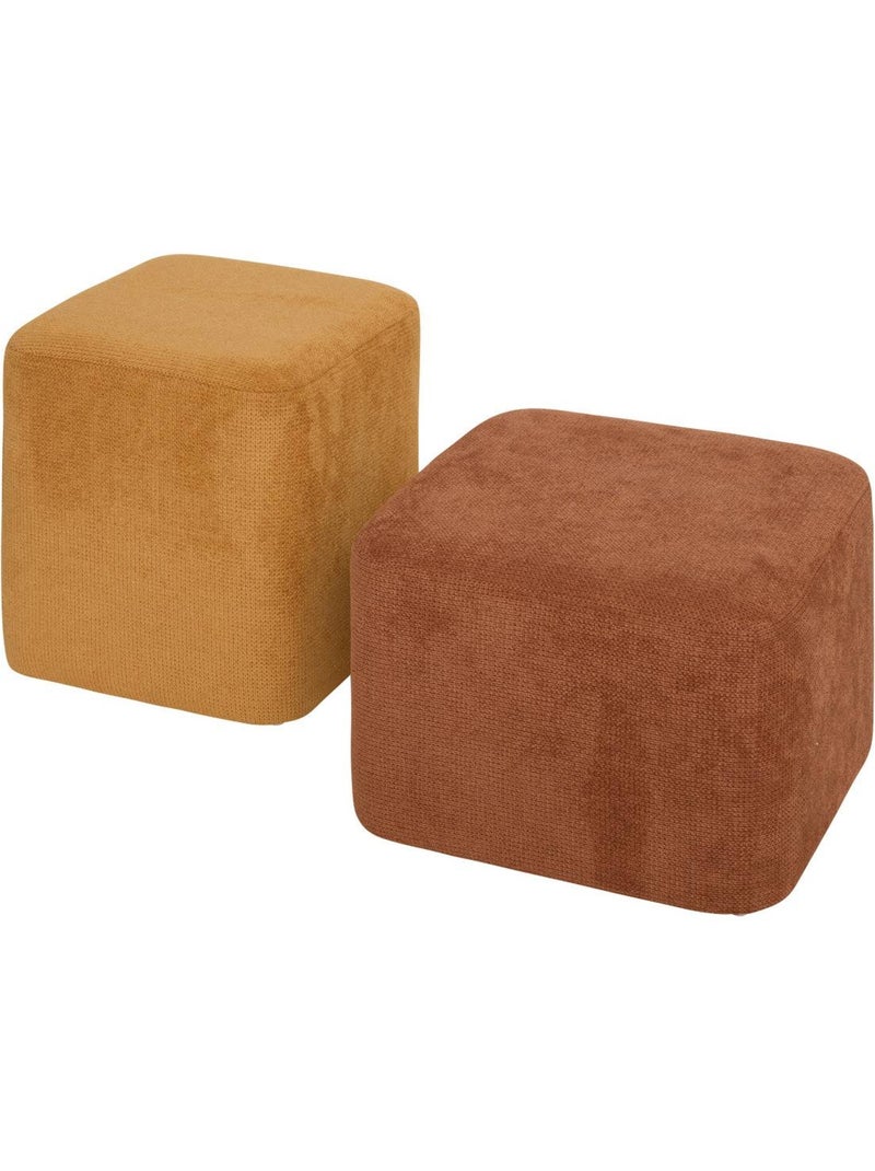 Lot de 2 poufs empilables en tissu DOKI Ambre - Kiabi
