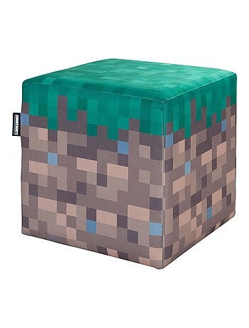 Lot de 2 poufs en velours bloc d'herbe et cube TNT 'Minecraft' ROBA
