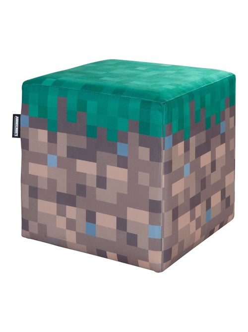 Lot de 2 poufs en velours bloc d'herbe et cube TNT 'Minecraft' ROBA - Kiabi