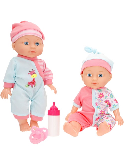 Lot de 2 poupées bébé 30 cm avec accessoires colorbaby's - Kiabi