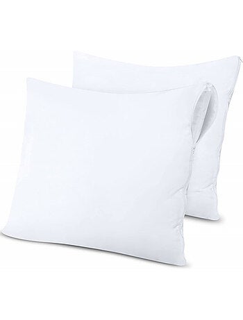 Lot de 2 protège oreillers — Éponge imperméable anti acariens zippé
