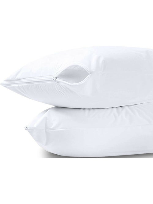 Lot de 2 protège oreillers — Éponge imperméable anti acariens zippé - Kiabi