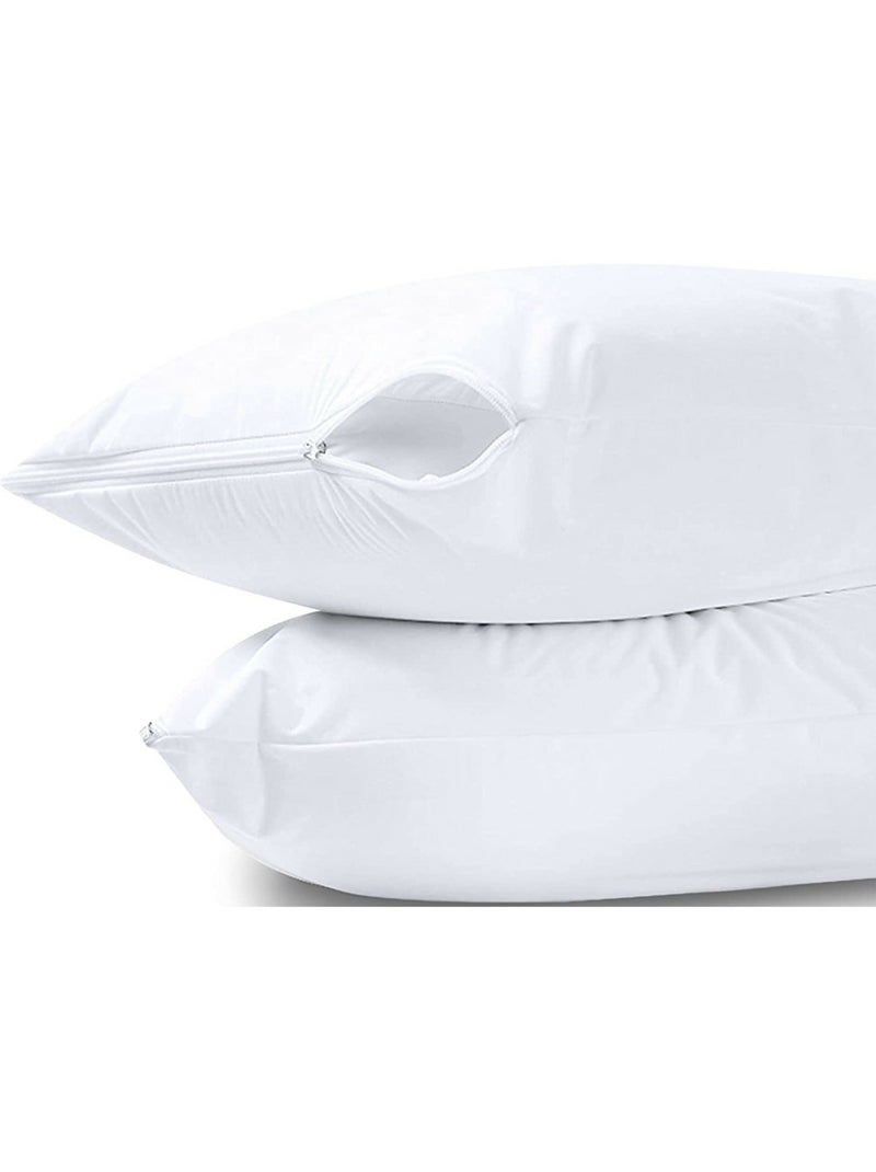 Lot de 2 protège oreillers — Éponge imperméable anti acariens zippé Blanc - Kiabi