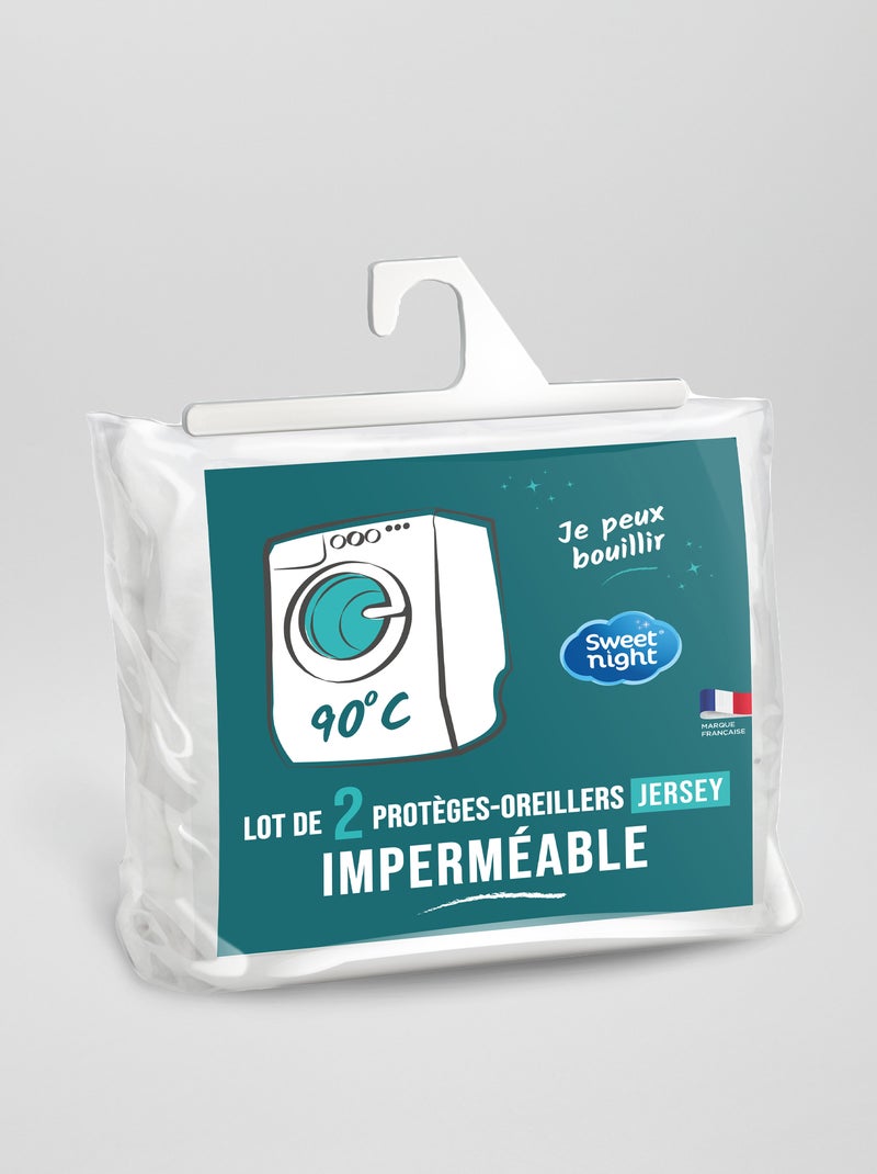Lot de 2 protèges oreillers imperméables blanc - Kiabi