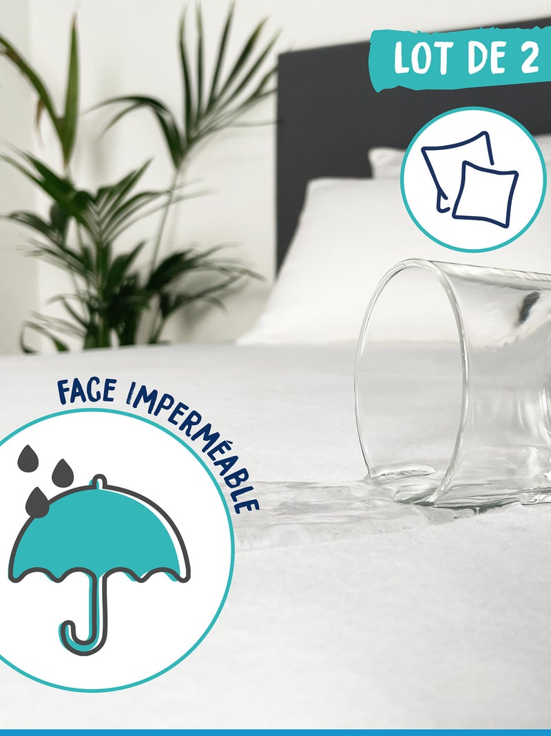 Lot de 2 protèges oreillers imperméables Blanc - Kiabi