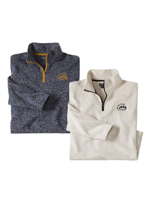 Lot de 2 Pulls Molleton Col Zippé  - ATLAS FOR MEN - Kiabi