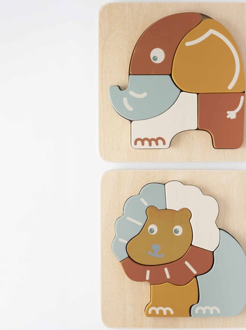 Lot de 2 puzzle en bois pour bébé - Kiabi