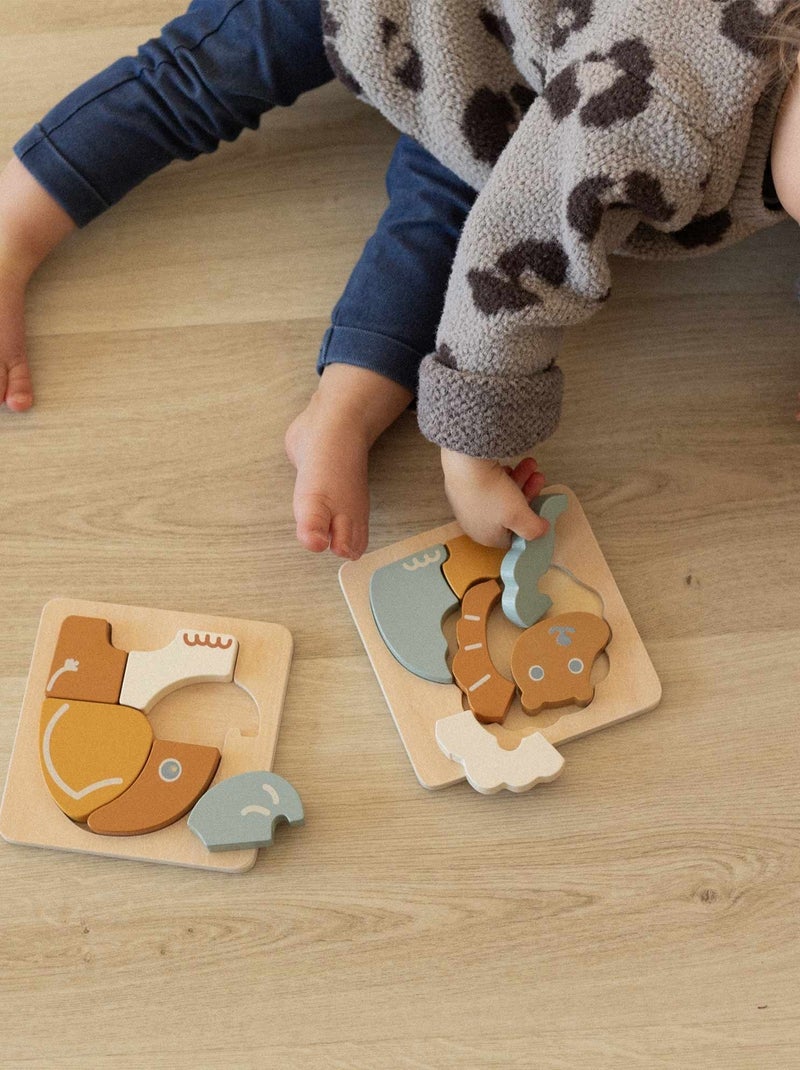 Lot De 2 Puzzles En Bois Multicolore - Kiabi