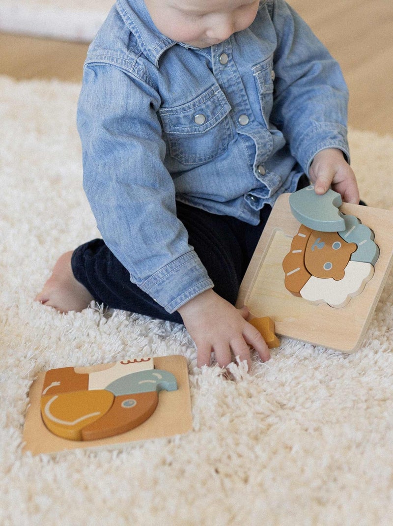 Lot De 2 Puzzles En Bois Multicolore - Kiabi