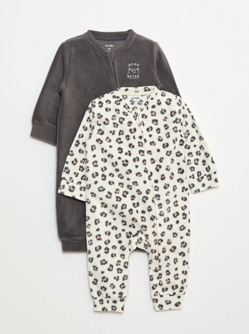 Lot de 2 pyjama dors-bien en polaire - 2 pièces Beige - Kiabi