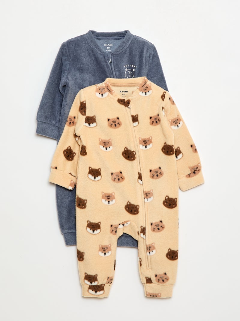 Lot de 2 pyjama dors-bien en polaire - 2 pièces Beige - Kiabi