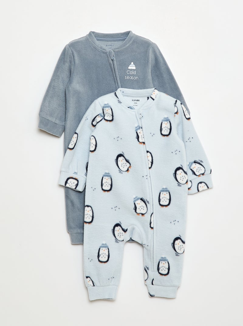 Lot de 2 pyjama dors-bien en polaire - 2 pièces Bleu - Kiabi