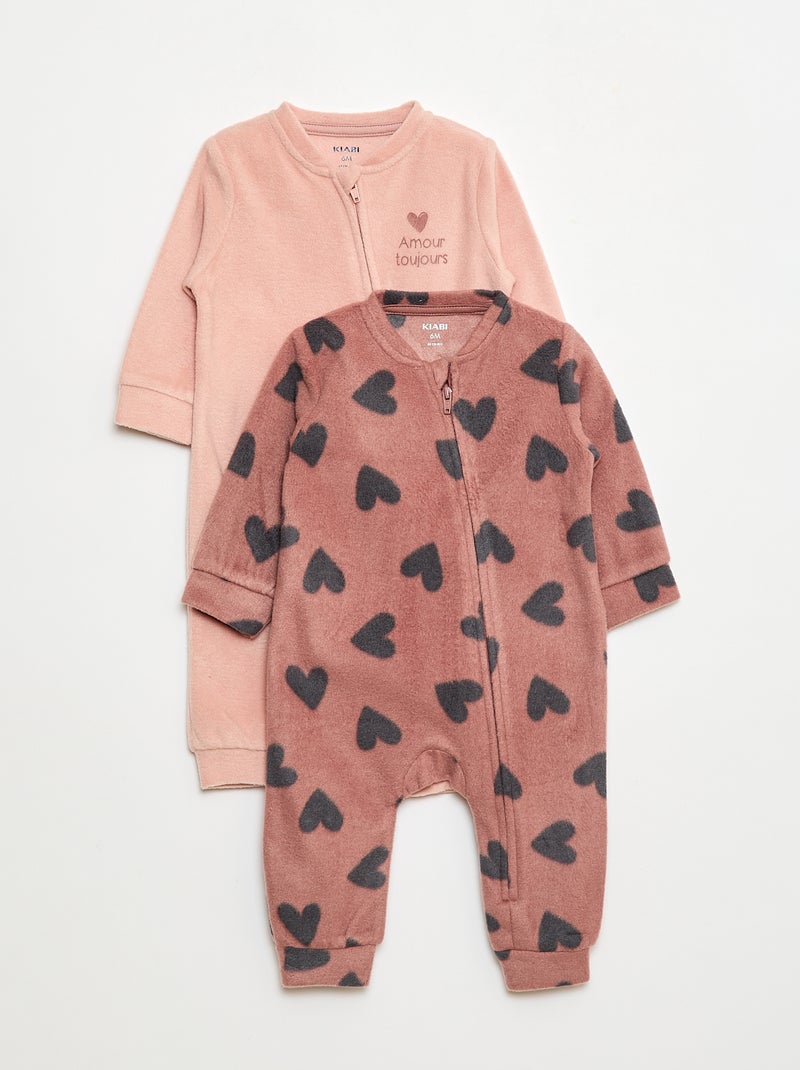 Lot de 2 pyjama dors-bien en polaire - 2 pièces Rose - Kiabi