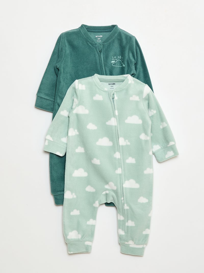 Lot de 2 pyjama dors-bien en polaire - 2 pièces Vert - Kiabi