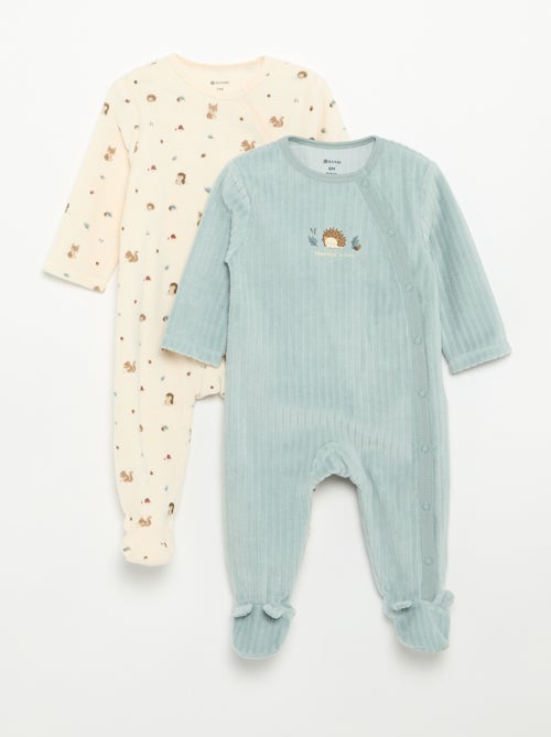 Lot de 2 pyjama en velours avec pieds - Kiabi Lot de 2 pyjama en velours avec pieds - Kiabi