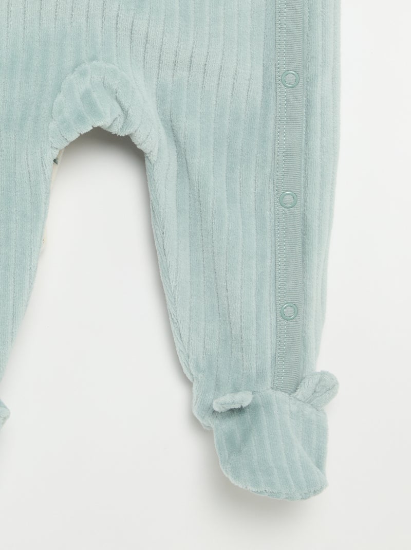 Lot de 2 pyjama en velours avec pieds Bleu - Kiabi
