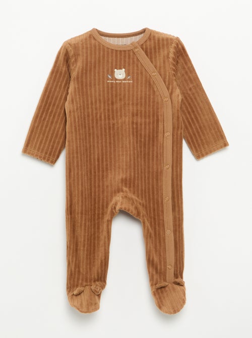 Lot de 2 pyjama en velours avec pieds - Kiabi