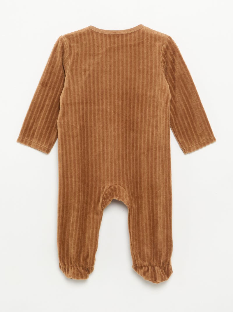 Lot de 2 pyjama en velours avec pieds Marron - Kiabi