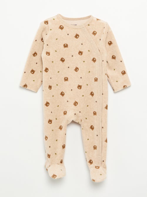 Lot de 2 pyjama en velours avec pieds - Kiabi