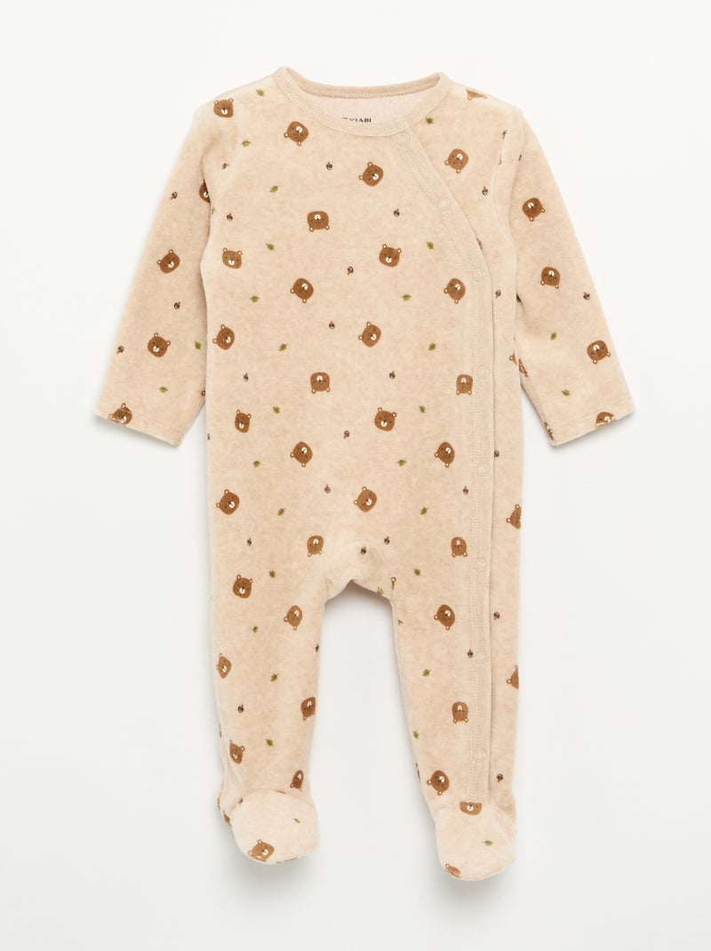 Lot de 2 pyjama en velours avec pieds Marron - Kiabi