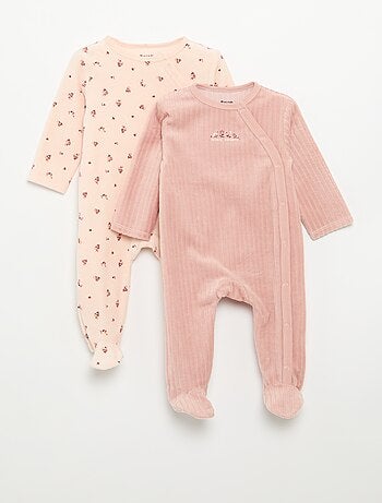 Lot de 2 pyjama en velours avec pieds
