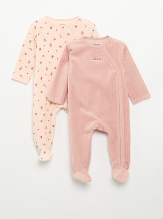 Lot de 2 pyjama en velours avec pieds