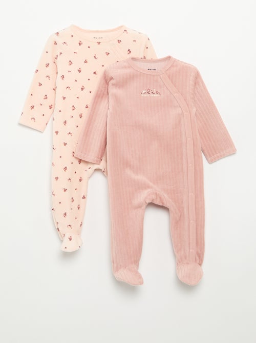 Lot de 2 pyjama en velours avec pieds - Kiabi