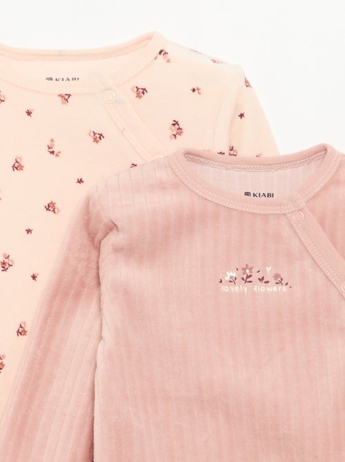Lot de 2 pyjama en velours avec pieds - Kiabi