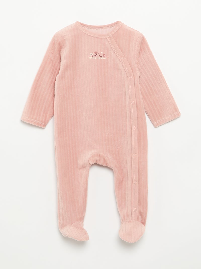Lot de 2 pyjama en velours avec pieds Rose - Kiabi