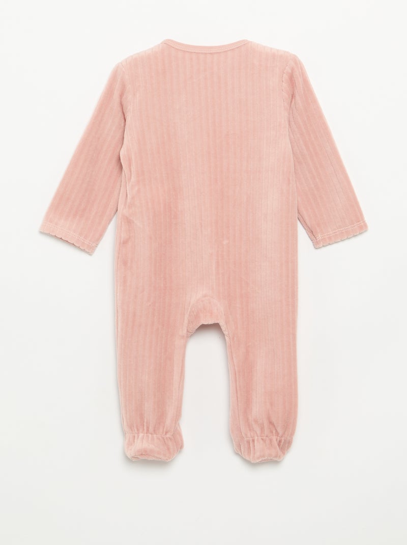 Lot de 2 pyjama en velours avec pieds Rose - Kiabi