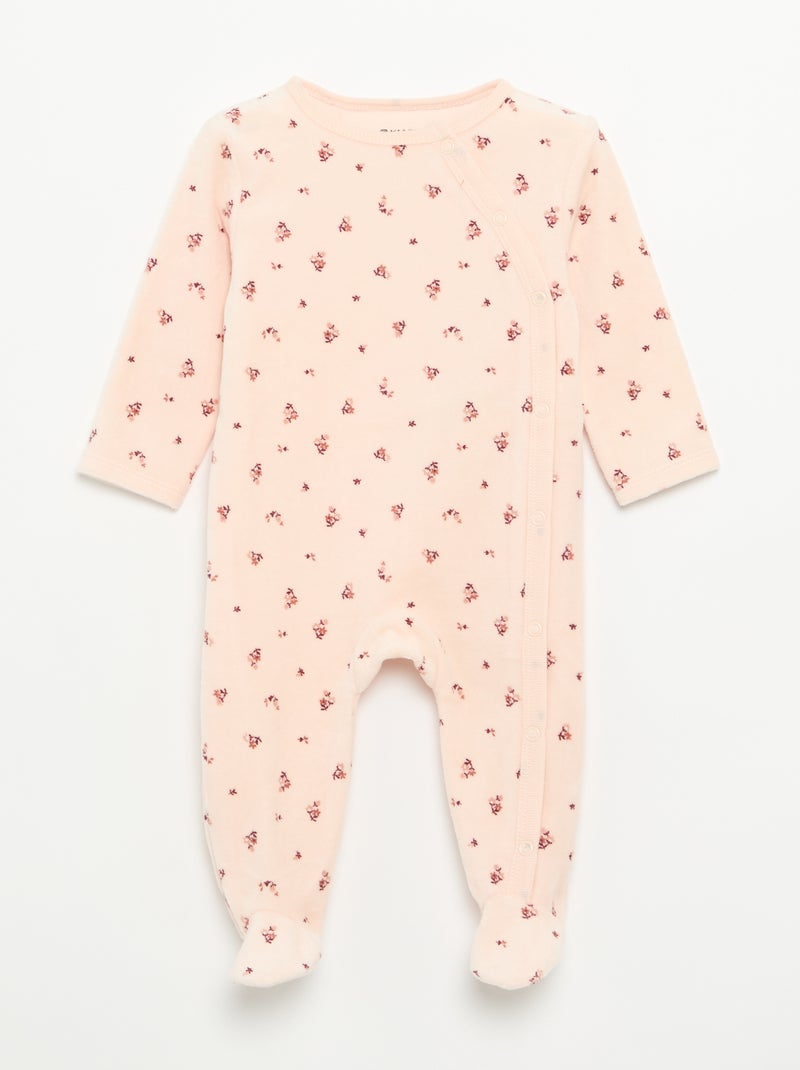 Lot de 2 pyjama en velours avec pieds Rose - Kiabi