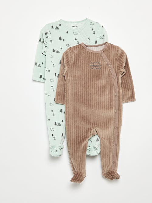 Lot de 2 pyjama en velours avec pieds - Kiabi Lot de 2 pyjama en velours avec pieds - Kiabi