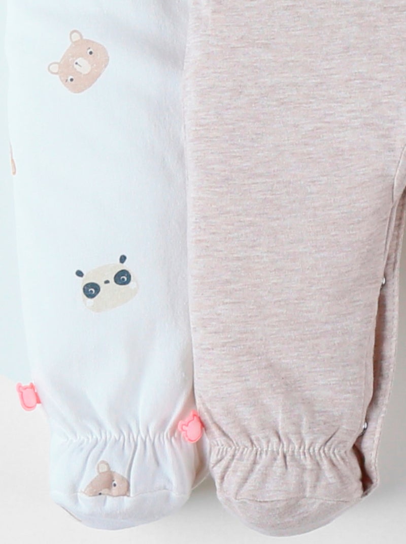 Lot de 2 pyjamas 1 pièce en jersey, écru/taupe chiné Noukie's Ecru - Kiabi